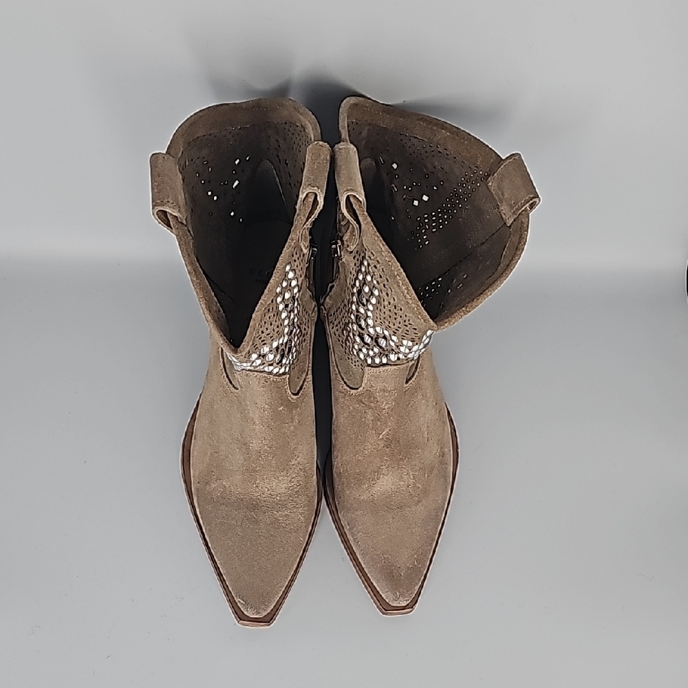 Women's Taupe Leather Ankle Boots